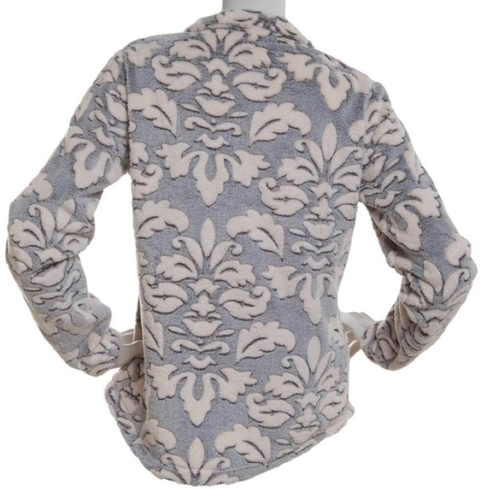 Jason Maxwell Fleece Jacket Petite Womens Size LP Gray/Cream Variegated Full Zip - Picture 4 of 6